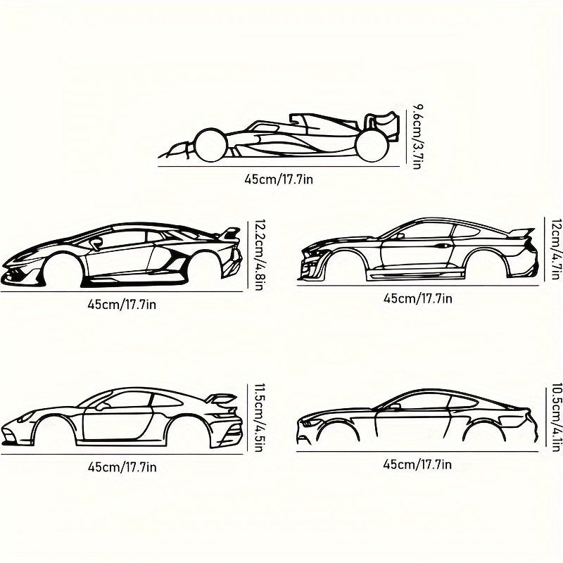 [Metal Racing Car Art] Metal Racing Car Wall Art | 1pc Iron Silhouette, Modern Geometric Cutouts - Indoor, Outdoor, Home, Bedroom Decor for Car Enthusiasts, Gift