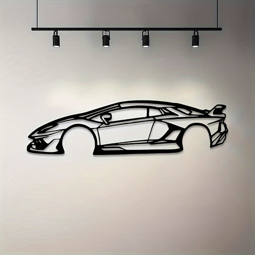 [Metal Racing Car Art] Metal Racing Car Wall Art | 1pc Iron Silhouette, Modern Geometric Cutouts - Indoor, Outdoor, Home, Bedroom Decor for Car Enthusiasts, Gift